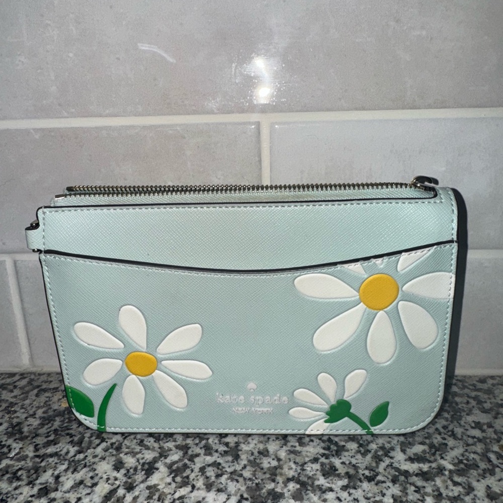 Kate Spade Blue and White Clutch with Modern Design